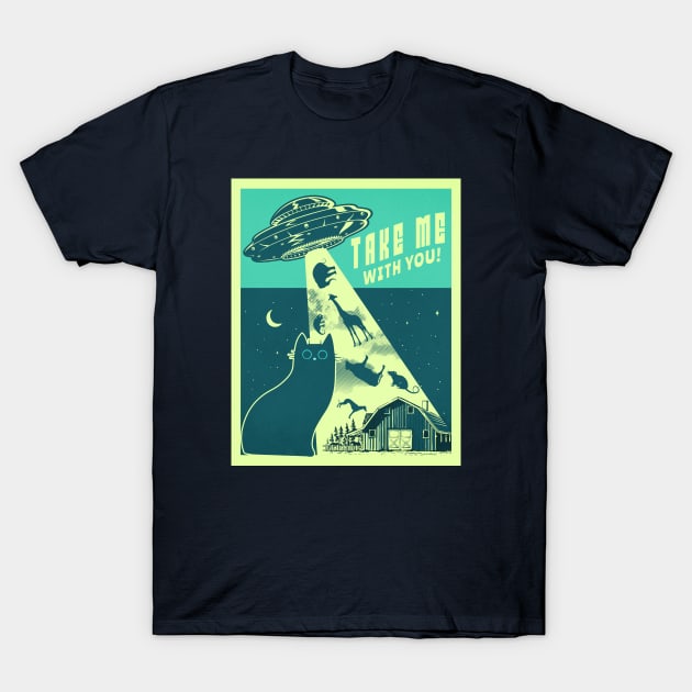 Take me with you! Sci Fi Cat T-Shirt by Liesl Weppen